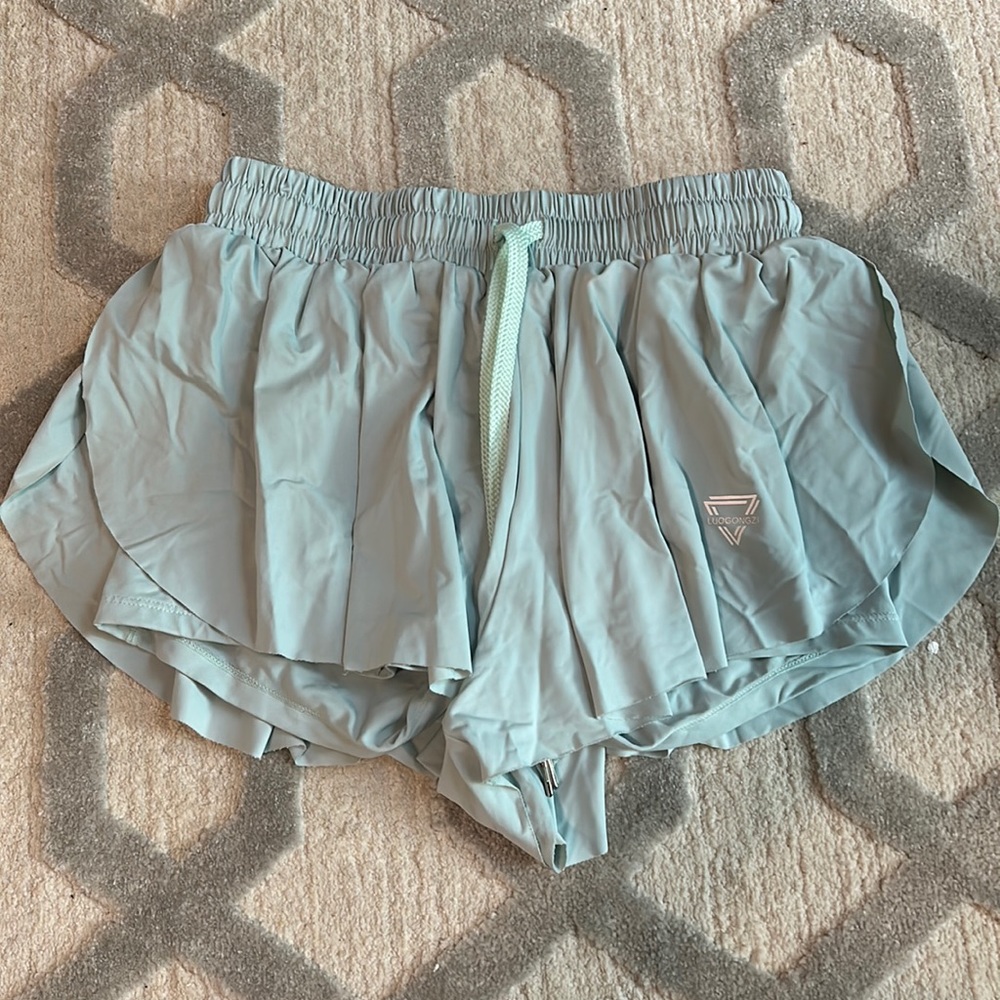 Blue athletic amazon flowy helicopter shorts